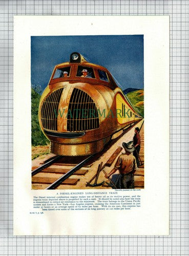(6825) Union Pacific Train New York To Los Angeles  - c.1930s Book Print