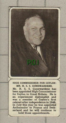 Mr R S S Gunewardene Ceylon - Small 1961 News Clipping