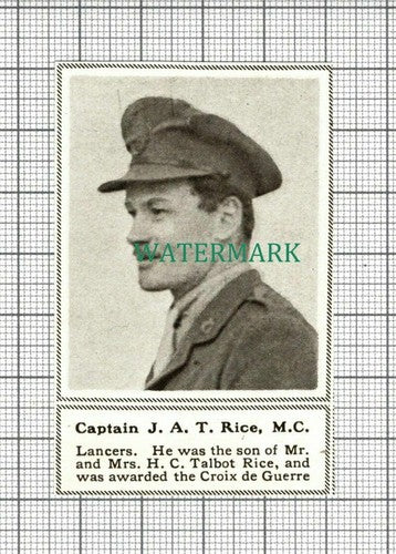 C2852) Captain J A T Rice MC Lancers H C Talbot Rice - 1918 Clip SMALL!!