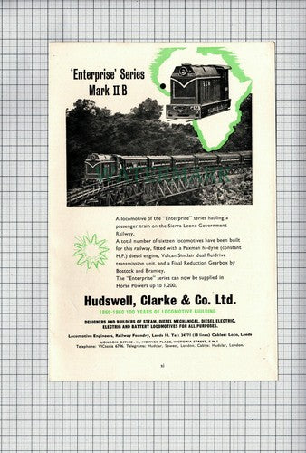 C7603) Hudswell Clarke & Co Locomotive Engineers Leeds Advert - 1960 Cutting