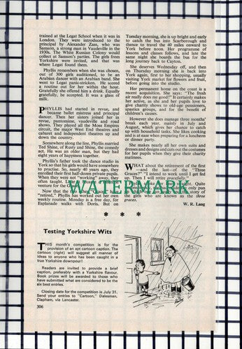 C7170) Phyllis Turner Three Graces School Of Dancing York -  1974 Small Article