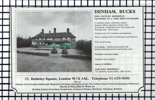 C6880) Denham Buckinghamshire House Sale Advert  - 1978 Cutting