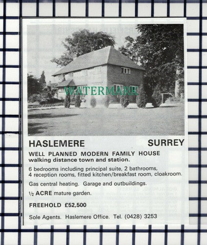 C6884) Haslemere Surrey House Sale Advert  - 1978 Cutting