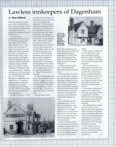 (5294) Dagenham Essex Pubs Chequers Cross Keys Scarborowe Gates Burdett  - 1996