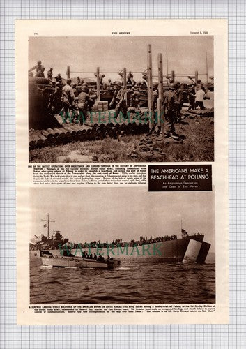 Pohang Korea 1st Cavalry Division USA Gen Gay Hoskins Rice 7th Task Fleet - 1950