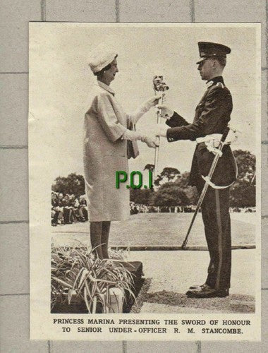 Princess Marina Sword of Honour R M Stancombe - 1961 SMALL News Clipping