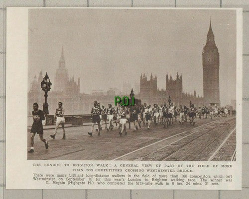 (C663) London To Brighton Walk Westminster Bridge C MEGNIN - 1949 Cutting