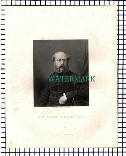 X1585) Sir Henry Edwards - c.1870 Print (Marks To Border Area)