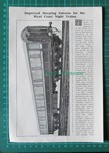 (6448) West Coast Railway Night Trains Sleeping Saloons HD Earl  - 1914  Article