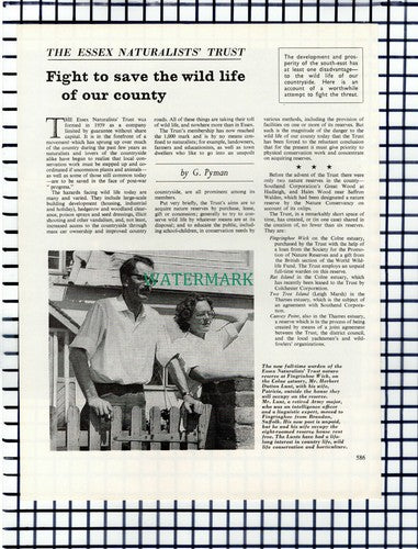The Essex Naturalists Trust Herbert Dutton Lunt Fingringhoe Wick -1964 Article