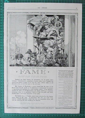 Tootal Broadhurst Lee Tootals of Manchester Advert - 1915 News Page / Print