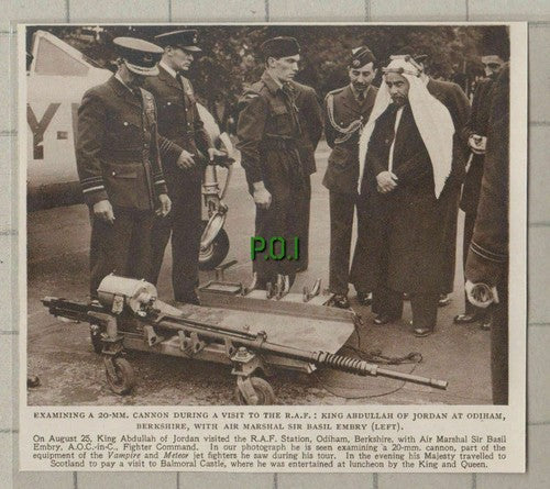 (C605) King Abdullah of Jordan RAF Odiham Berkshire Sir Basil Embry  - 1949