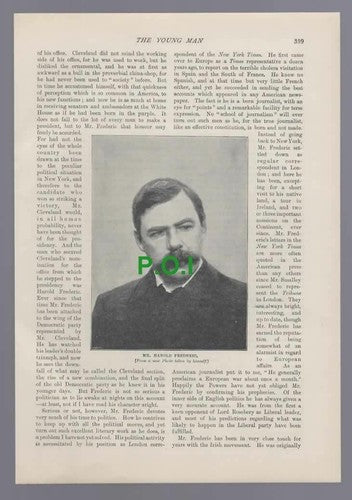 (5715) Harold Frederic Novelist & Journalist William Clarke  - 1896 Article