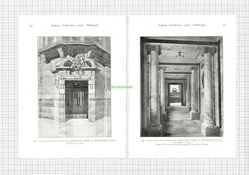 GLASGOW SAVINGS BANK PARKHEAD EDINBURGH Honeyman  - 1909 Book Prints
