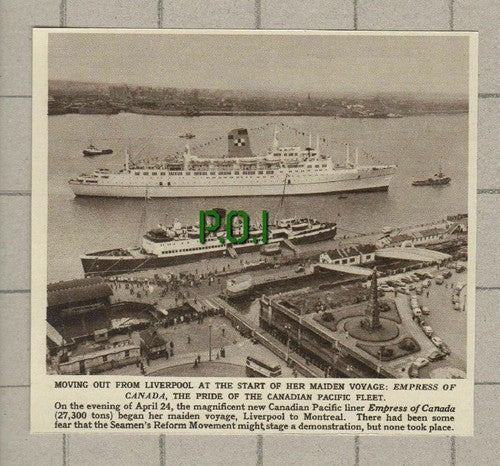 EMPRESS OF CANADA Ship  Maiden Voyage - 1961 Small News Clipping