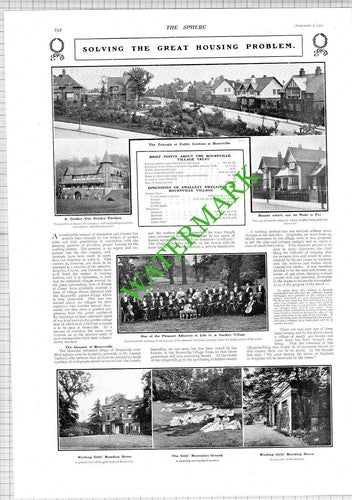 Bournville Village Birmingham  - 1903 News Page / Print