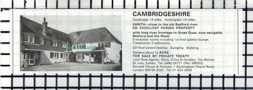C6856) Earith Cambridgshire House Sale Advert  - 1978 Cutting