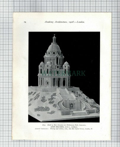 KEMSING Vicarage Kent / Williamson Park Memorial Lancaster  - 1906 Print