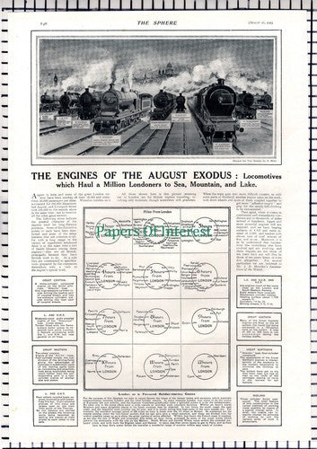 Railway Locomotives Holidaymakers  / Rene Lelong Nymphs -  1913 Article / Print