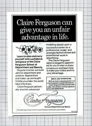 Claire Ferguson Cleethorpes School Of Deportment & Beauty -  1979 Advert