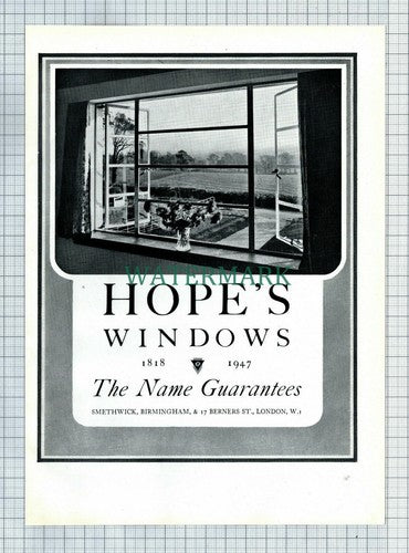 (8692) Hope's Windows Advert/ W G Turriff Ltd  - c.1945 Cutting