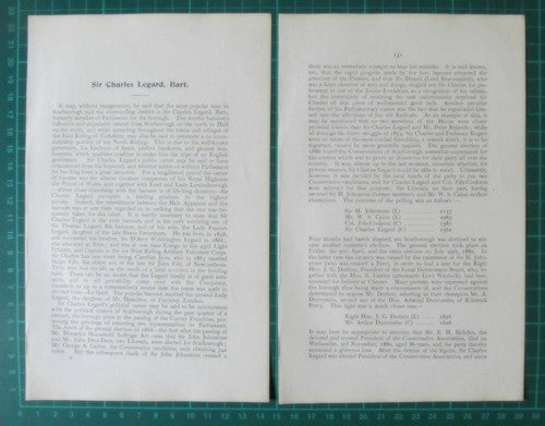 (6090) Sir Charles Legard Scarborough Yorkshire - 1901 Article