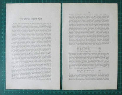 (6090) Sir Charles Legard Scarborough Yorkshire - 1901 Article