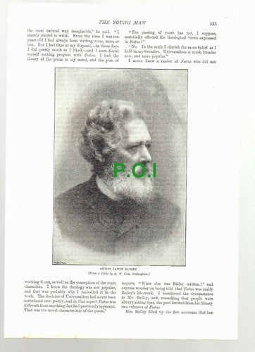 Philip James Bailey Author of Festus - 1896 Article