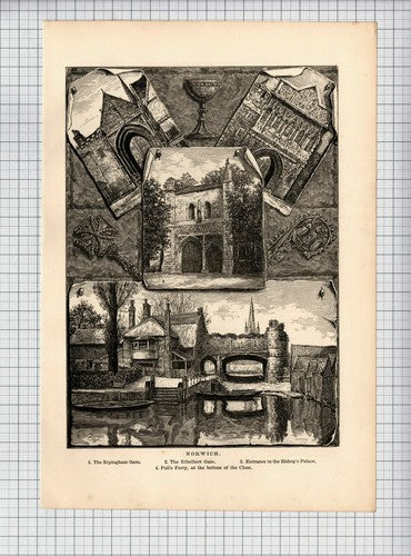 (6473) Norwich Scenes - 1893 Print / Cutting