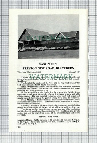 C7546) The Samuel Whitbread Salmesbury / Saxon Inn Blackburn - 1970s Cutting