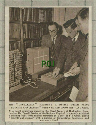 (C500) Unbeatable Noughts & Crosses Machine Donald Davies    - 1949 Cutting