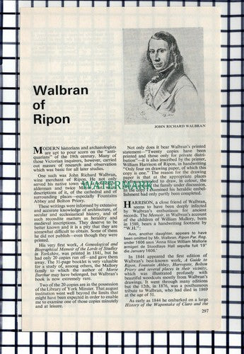 C6548) John Richard Walbran Wine Ripon North Yorkshire  - 1973 Small Article