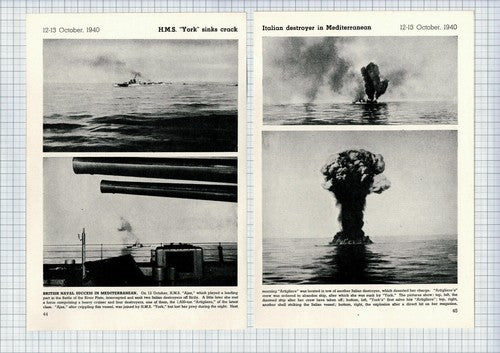 (5299)  HMS York Sinks Italian Destroyer Artigliere  River Plate  - c.1946 Clip