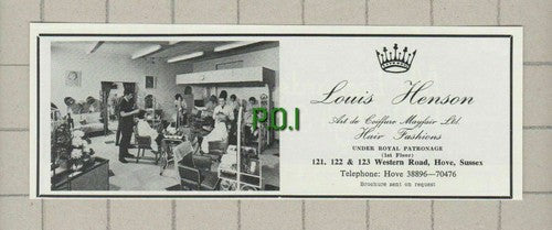 Louis Henson Hair Salon Hove Sussex  - 1966 Small Advert