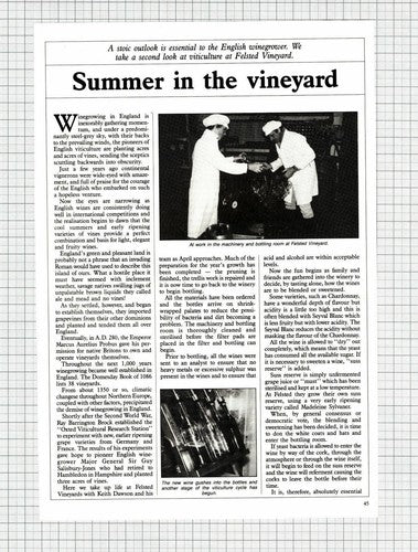 Felsted Vineyard Keith Dawson  -  1987 Article