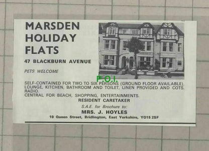 C2010) Bridlington Holiday Flats Marsden Hoyles / Windsors Flats - 1973 Clip