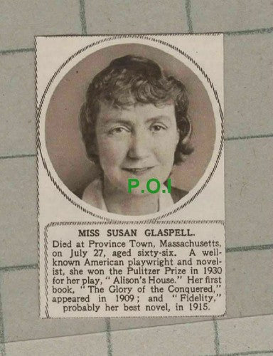 C2034) Miss Susan Glaspell American Playwright Novelist Obituary - 1948 Clip