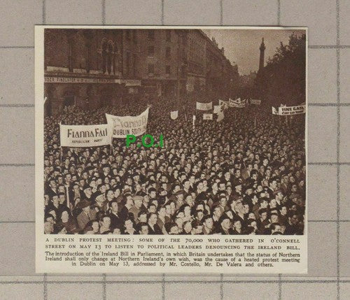 C1931) Dublin Protest Meeting O'Connell Street Ireland Bill - 1949 Clip