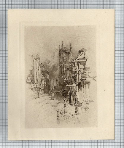 St Peter's Church Leeds Yorkshire  ~ Antique Print c.1900