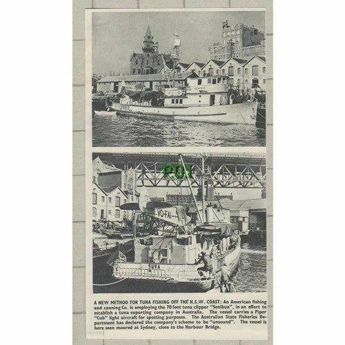 (3847) Tuna Clipper SENIBUA Sydney Australia Harbour Bridge -  1950 Clip