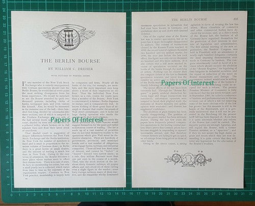 The Berlin Bourse Stock Exchange Germany  - 1903 Article