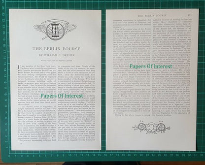 The Berlin Bourse Stock Exchange Germany  - 1903 Article
