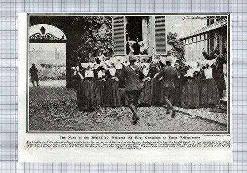 (6297) Hotel Dieu Nuns Valenciennes France Welcome Canadians  - 1918 Clip