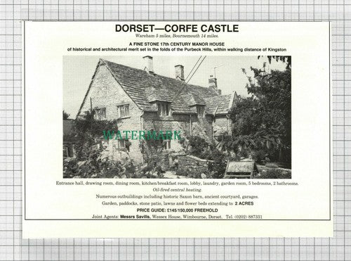 C2996) Corfe Castle Dorset Manor Kingston House Sale Advert - 1981 Clip