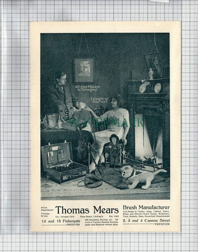 (5391) THOMAS MEARS BRUSH MANUFACTURER PRESTON ADVERT  - 1922