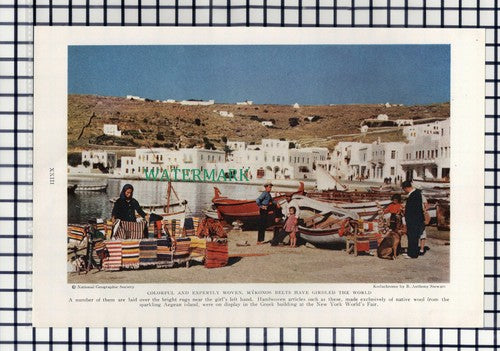 (8113) Mykonos Greece   / Quay Of Thera - 1940 Book Print