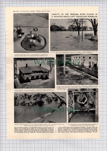 Missouri Floods USA South Sioux City Nebraska Iowa Omaha - 1952 Article