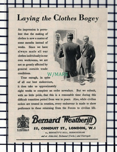 C6153) Bernard Weatherill Wartime Advert  ~ 1945 Cutting