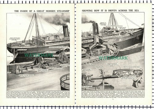(7345) How A Steamship Works  - c.1940s Picture Article
