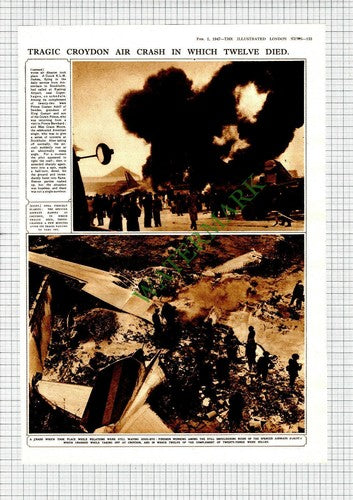 Spencer Airways Dakota Plane Crash Croydon Airport Conde  - 1947 Article